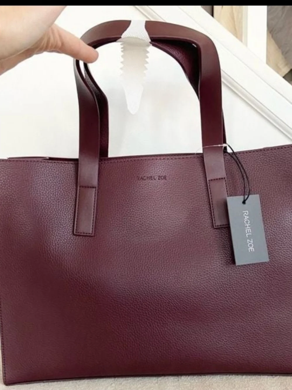 Rachel Zoe NWT Wine Arialith Bordo Vegan Faux Leather Tote Shoulder Bag - Picture 5 of 8